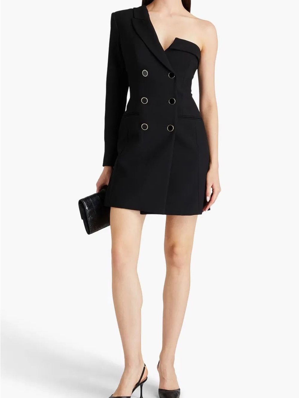 Veronica Beard Middleton Double Breasted One- Shoulder Dress